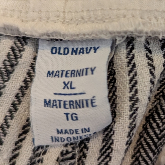 Maternity Rollover-Waist Black & Ivory Linen-Blend Wide Leg Pants Sz XL. - Picture 8 of 11